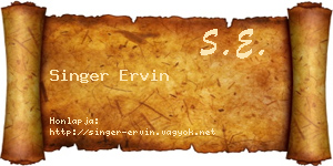 Singer Ervin névjegykártya